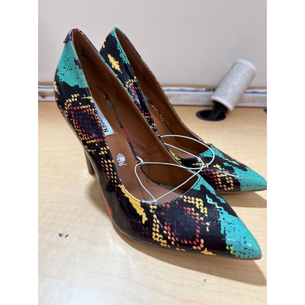 Steve Madden Womens Multi Color Snakeskin Embossed Pointed Toe Stiletto Pumps